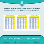 برنامه امتحانی نیمسال دوم سال تحصیلی 00-99 2
