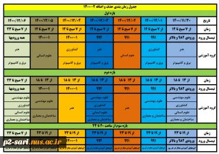 برنامه زمان‌بندی حذف و اضافه نیم‌سال دوم 1401-1400