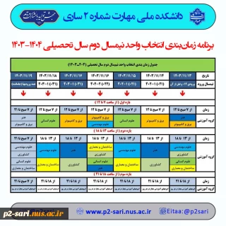 برنامه زمانبندی انتخاب واحد